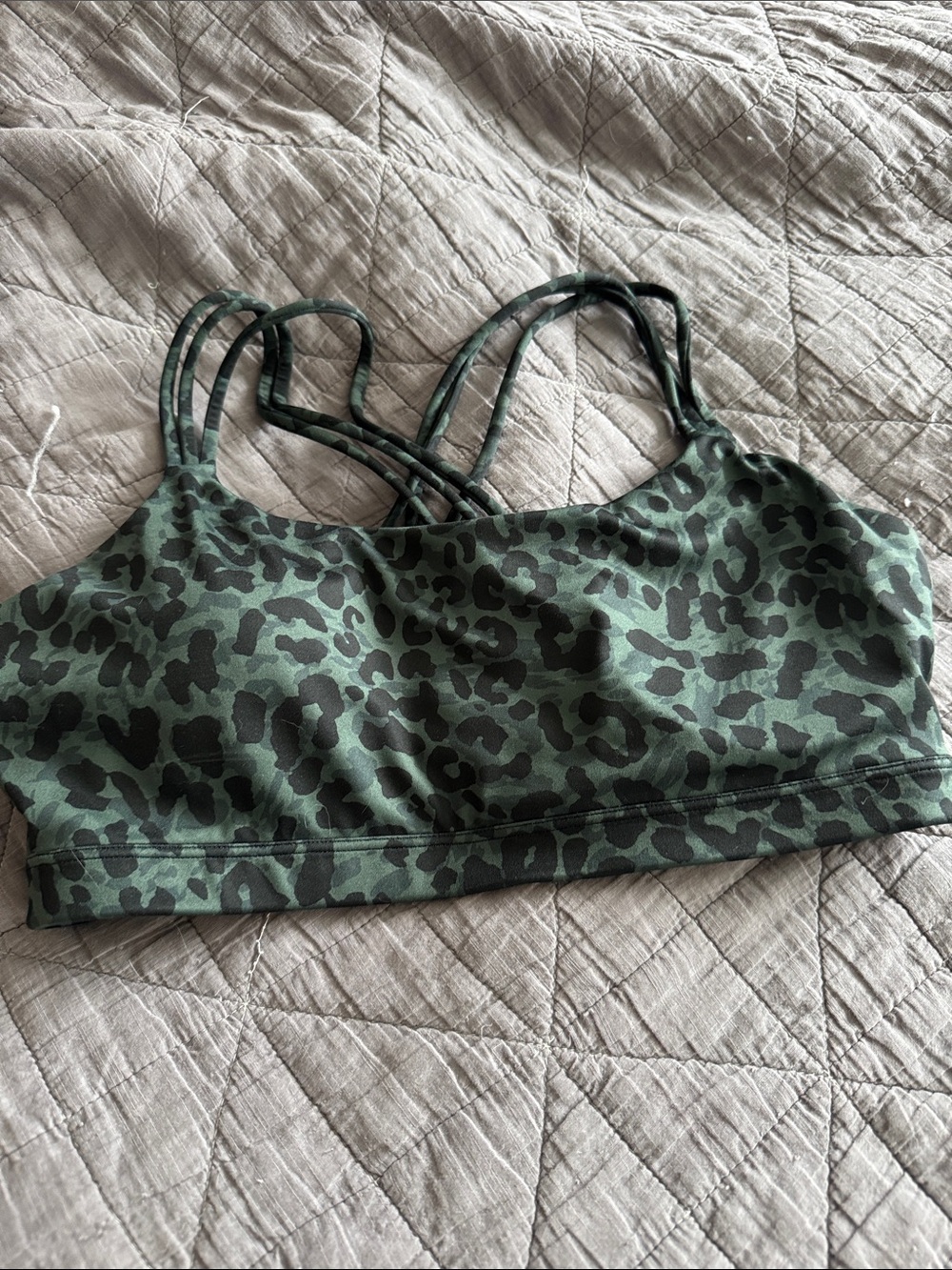 GAP Green Leopard-Print Strappy Sports Bralette